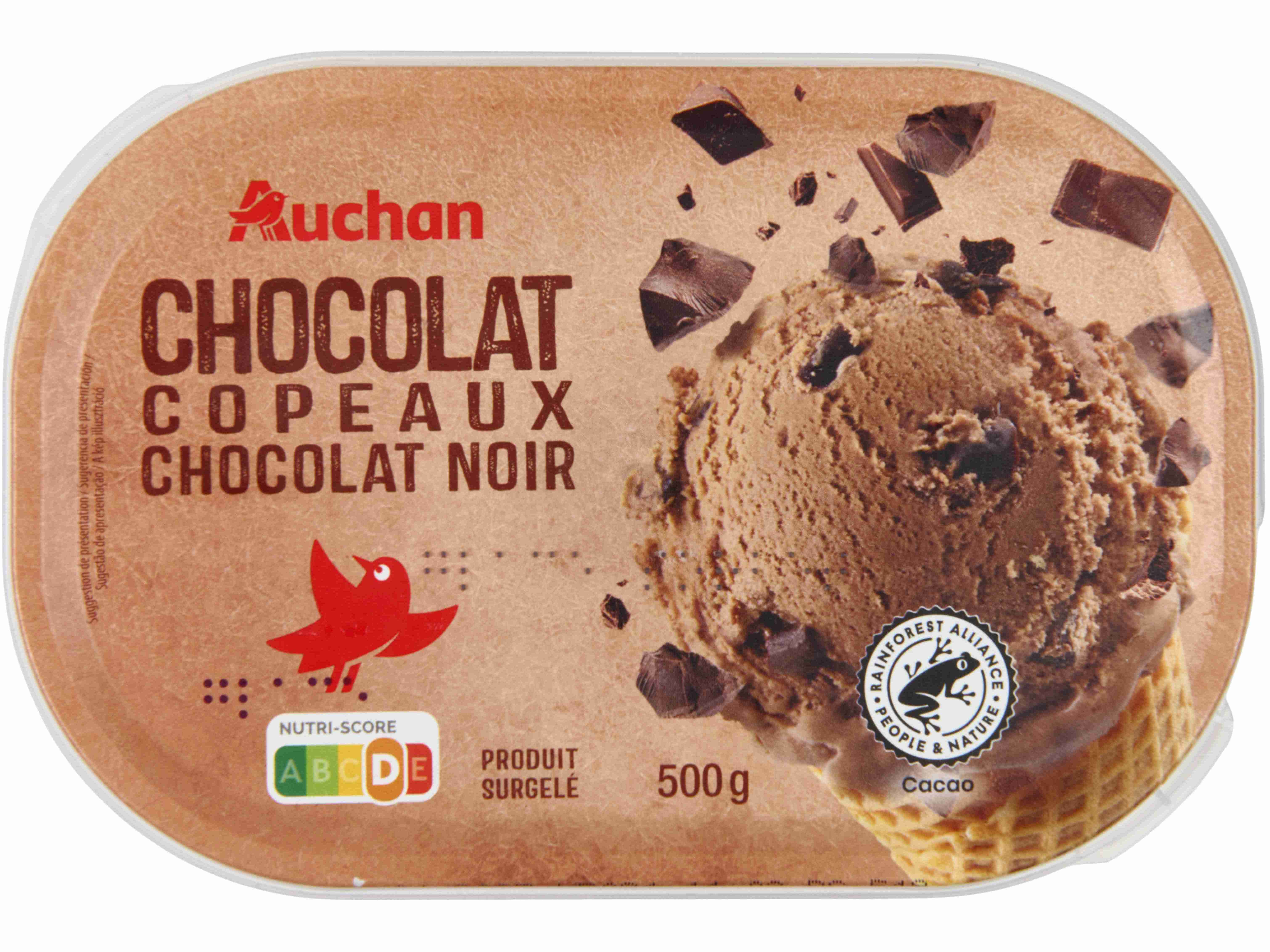 GELADO AUCHAN CHOCOLATE PRETO COM PEDAÇOS 1L