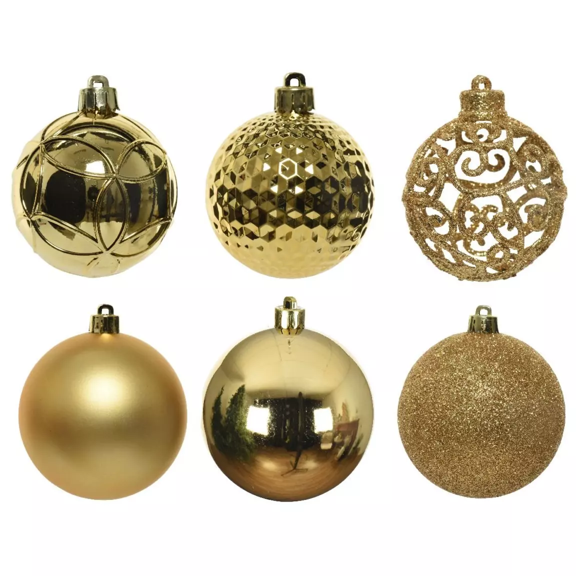 Lot de 37 boules de Noël (D60 mm) Alpine mix Or