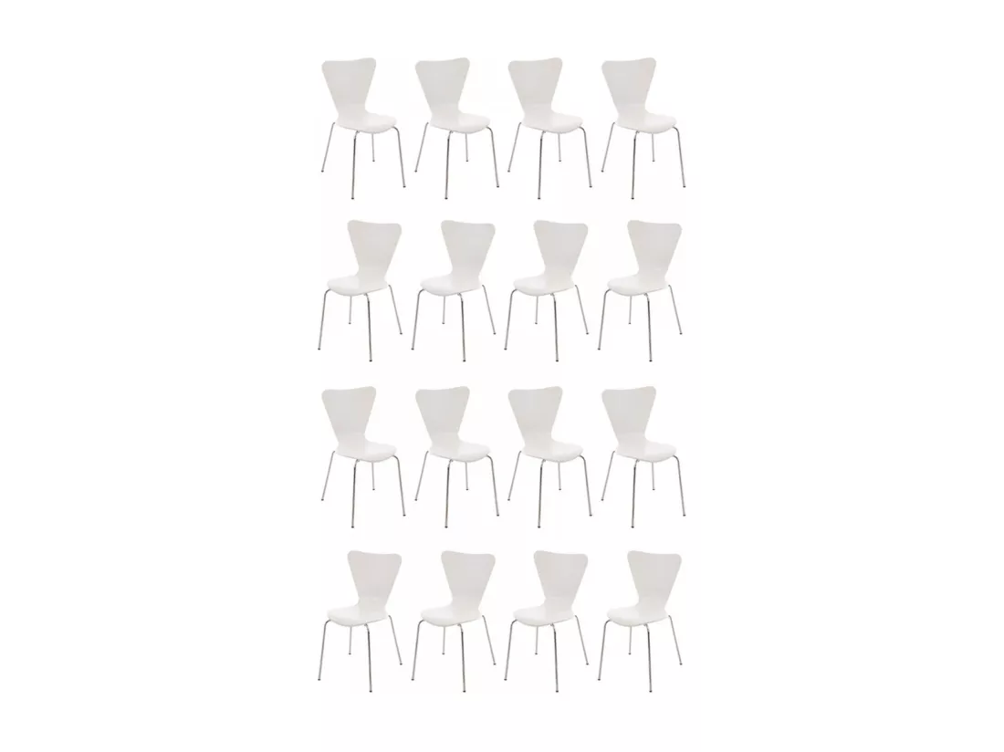 Lot de 16 Chaise de conférence - Bois & Nature - Blanc - Calisto