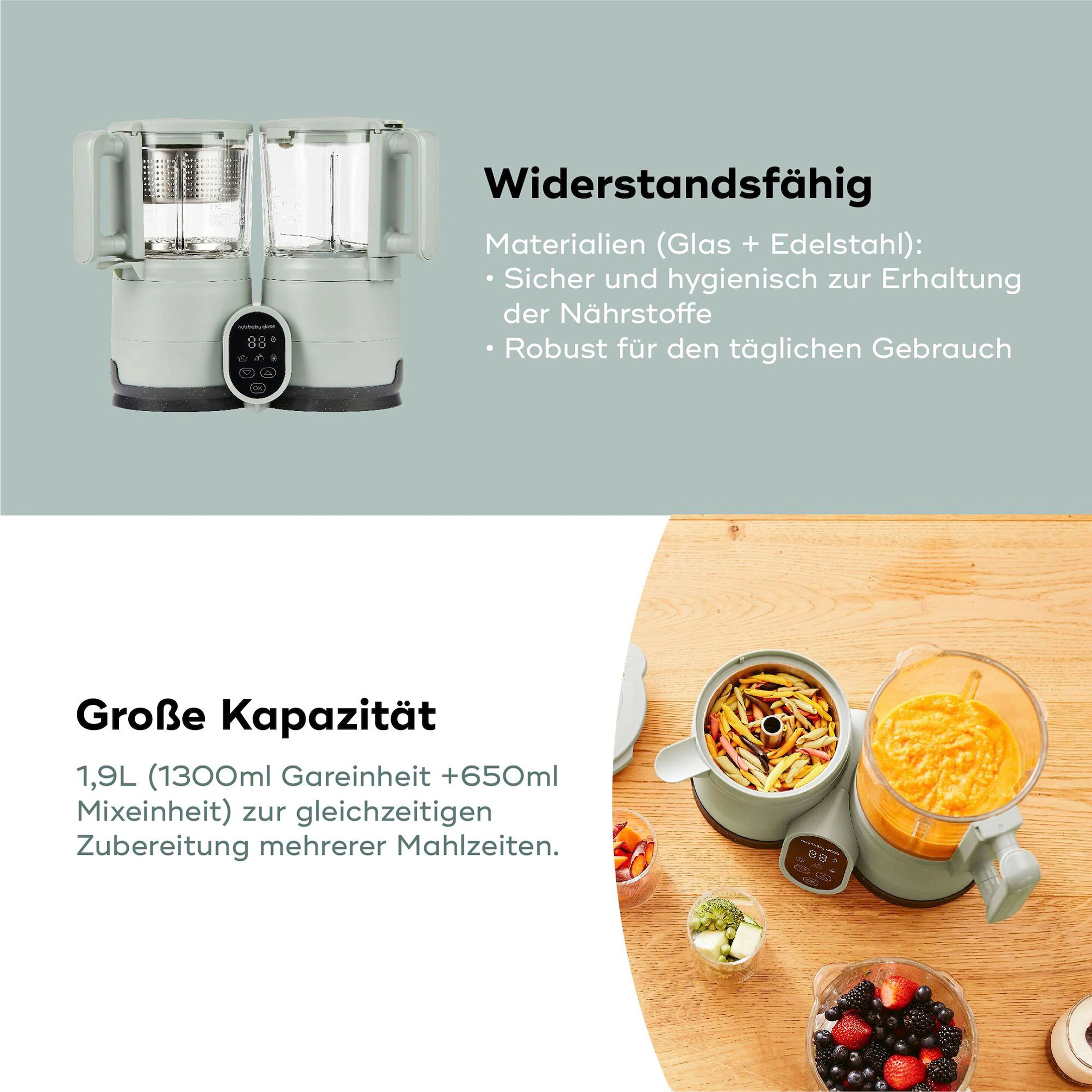 Babymoov Babynahrungszubereiter und Sterilisator Nutribaby Glass
