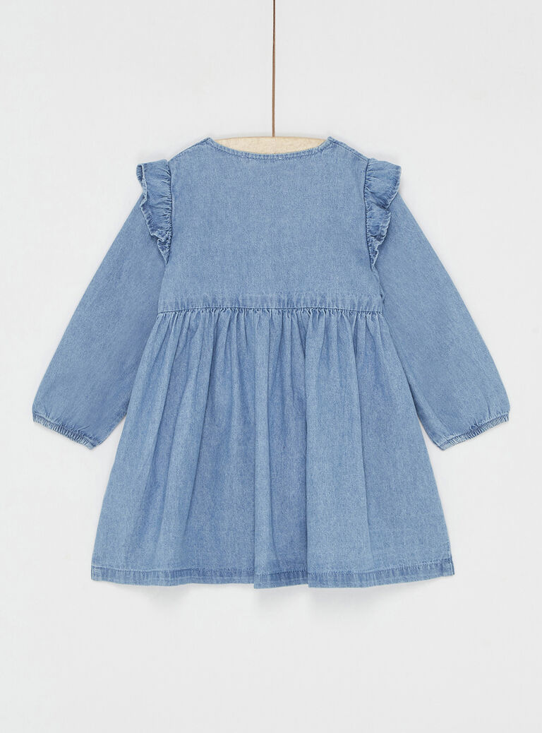 Robe manches longues denim moyen pour bébé fille
