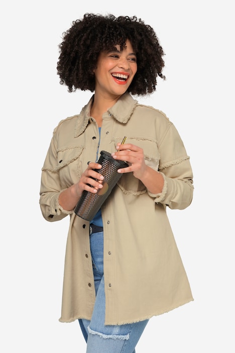Jacke, modische Verzierungen, Hemdkragen, Langarm