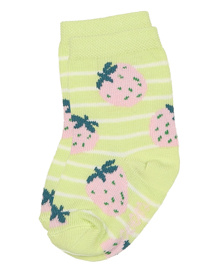 Socken ERDBEEREN 3er-Pack in dunkelblau/limette