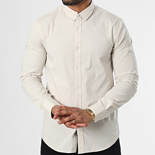 Chemise Manches Longues Stretch Poplin 0856 Beige
