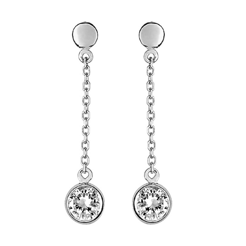 Boucles d'oreilles pendantes femme - Oxyde de zirconium - Or 9 Carats