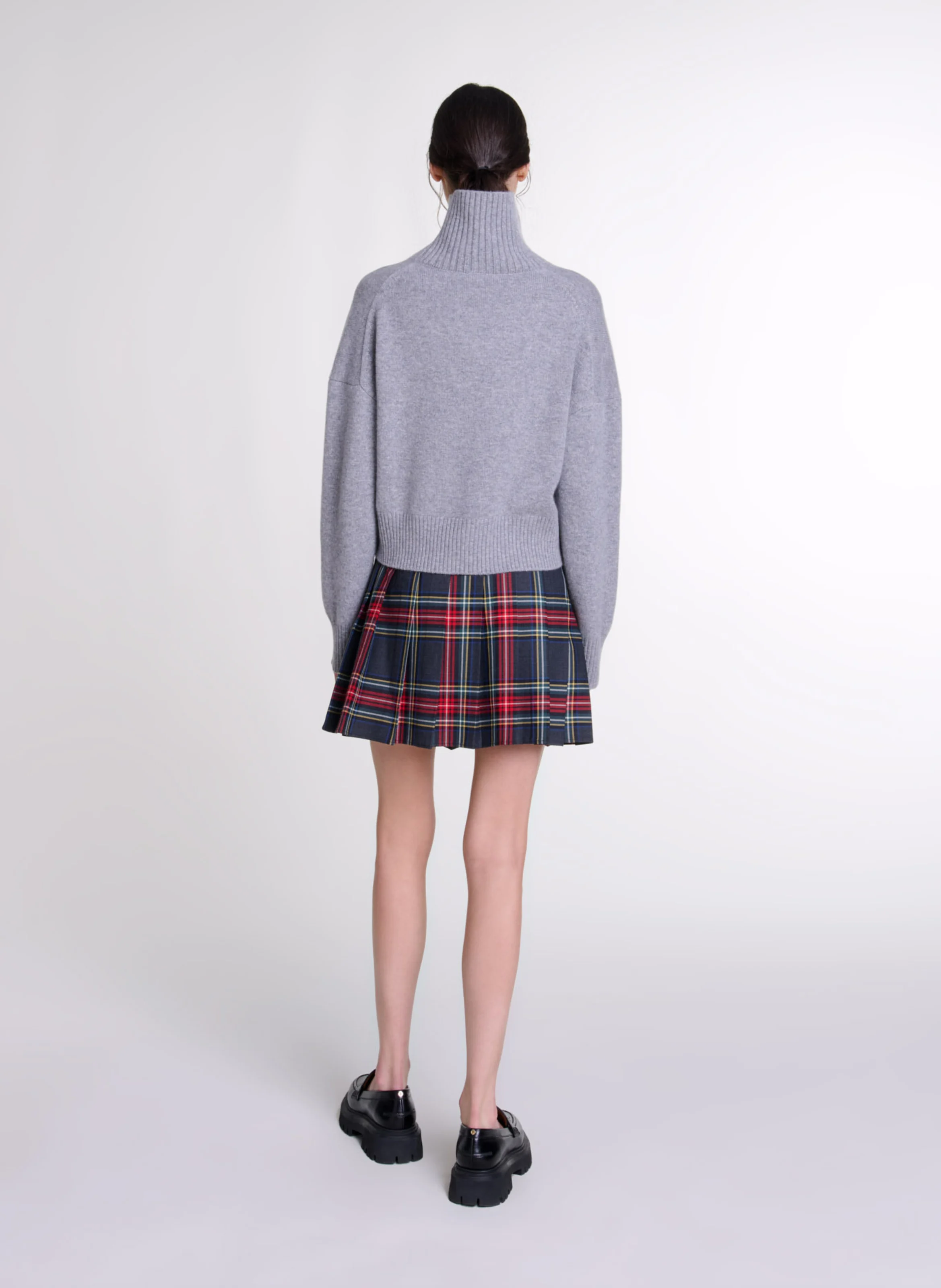 Pull court en cachemire mélangé | Gris