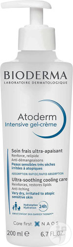 Bioderma Atoderm Intensive Gel-Crème Soin Frais Ultra-Apaisant Peaux Sensibles Très Sèches 200ml
