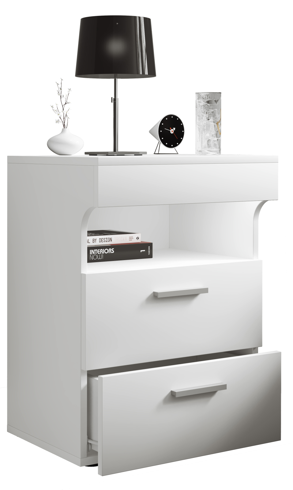 Nachttisch SLEPAL L - weiß - 2 Schubladen - 45 cm