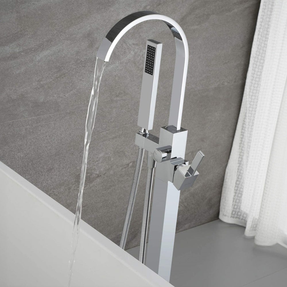 Home Deluxe - Design vrijstaande kraan - SKY Chroom - Hoogte: 112 cm, incl. handdouche | vrijstaande kraan met baddouche en baduitloop