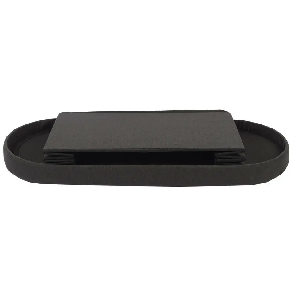 Home Deco - Poef - opbergbox - ovaal - zwart - 76 x 38cm