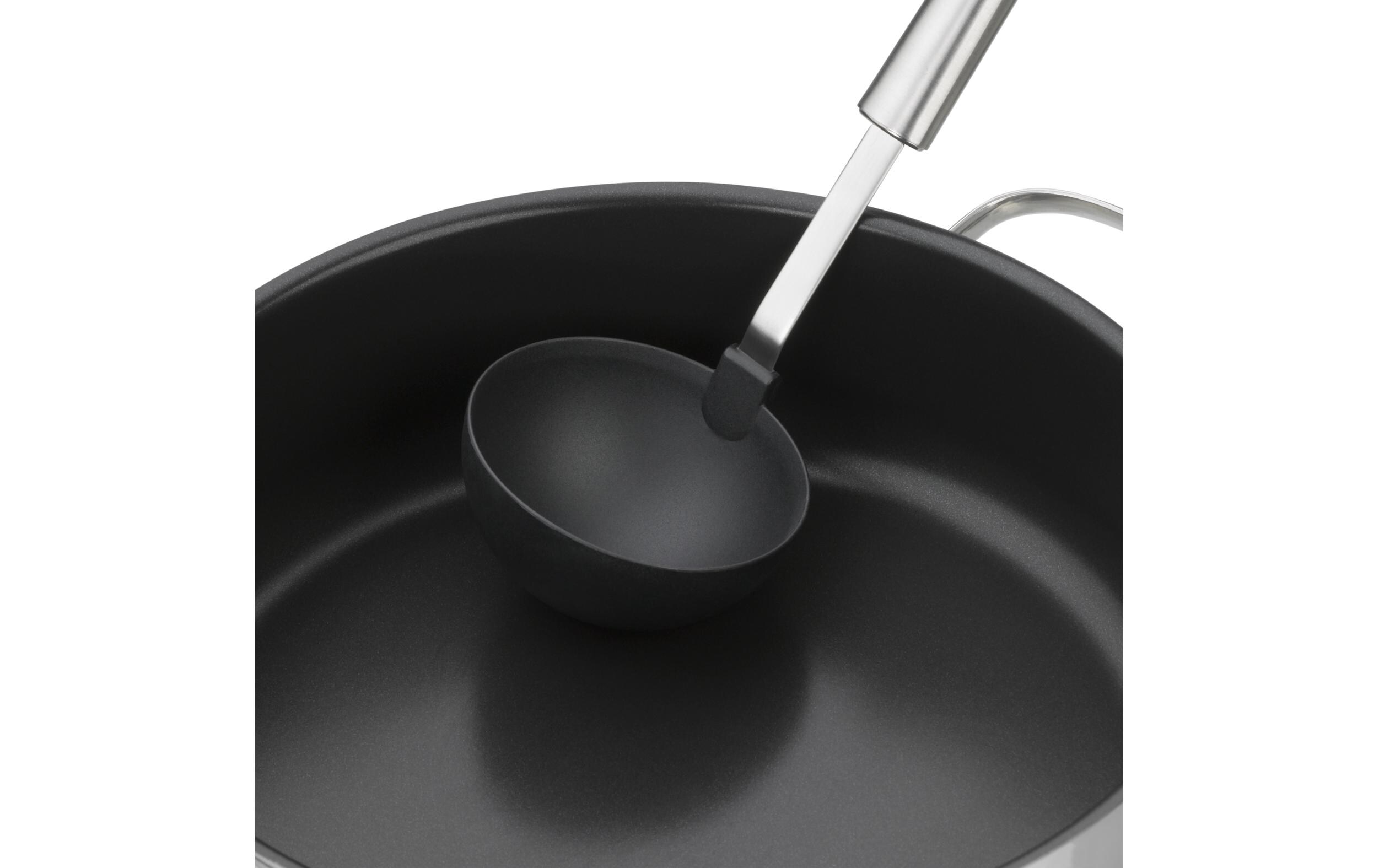 Suppenlöffel Classic Line Schwarz/SilberSchöpflöffel für Suppen mit Griff aus rostfreiem Edelstahl