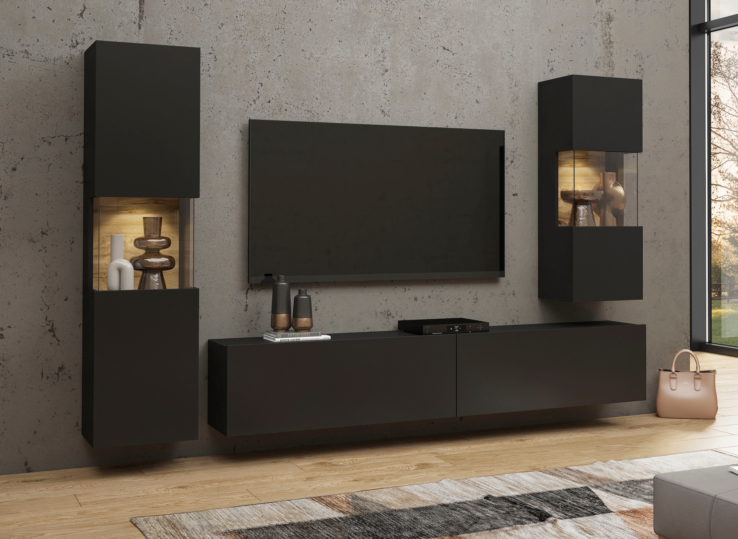 INOSIGN Hängevitrine »Ava, Breite 36 cm, hängend montierbar« moderne grifflose Vitrine, Eckverglasung