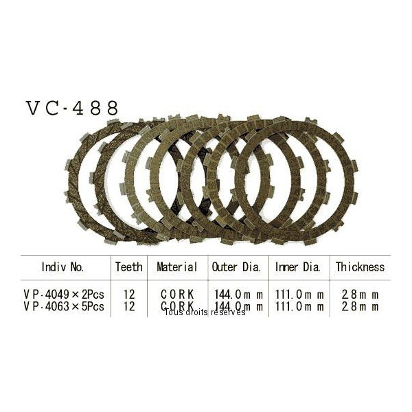 Kyoto - Disques garnis d'embrayage Cross VC488