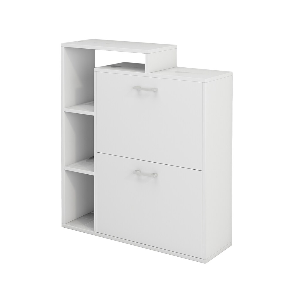 Oskar-Store Schuhschrank Tobias Weiß, 80 x 90 cm, 2-fach Schuhkipper mit Regal