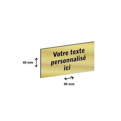 Plaque personnalisée avec votre texte - 80 x 40 mm - dorée - adhésivée prête à poser