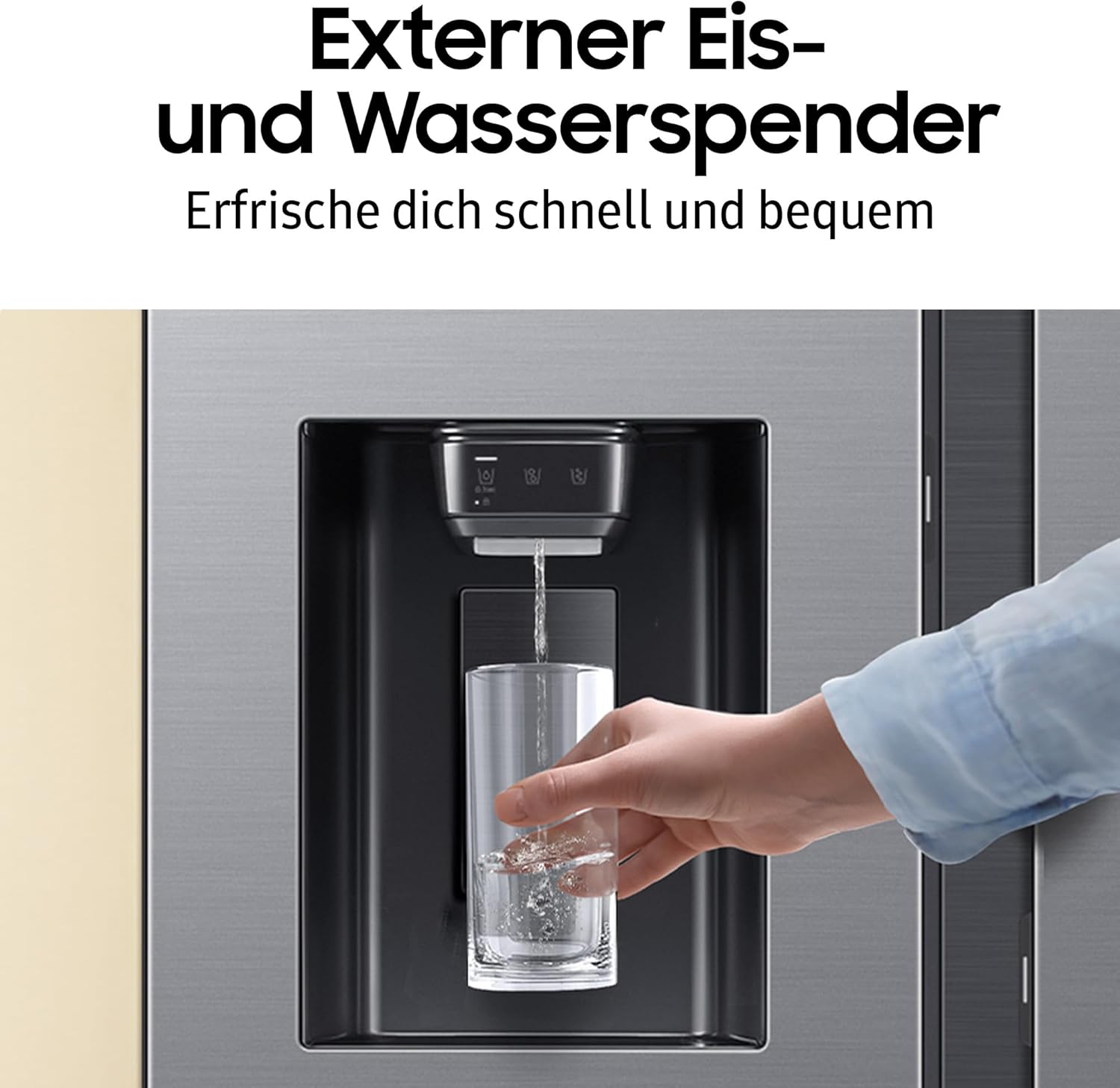 Samsung RS90F65EDTEF Side-by-Side Kühl-Gefrierkombination, AI Kühlschrank mit Gefrierfach, 178 cm, 621 l, Eis-/Wasserspender mit Wassertank, AI Home, Voice Control, Edelstahl Look