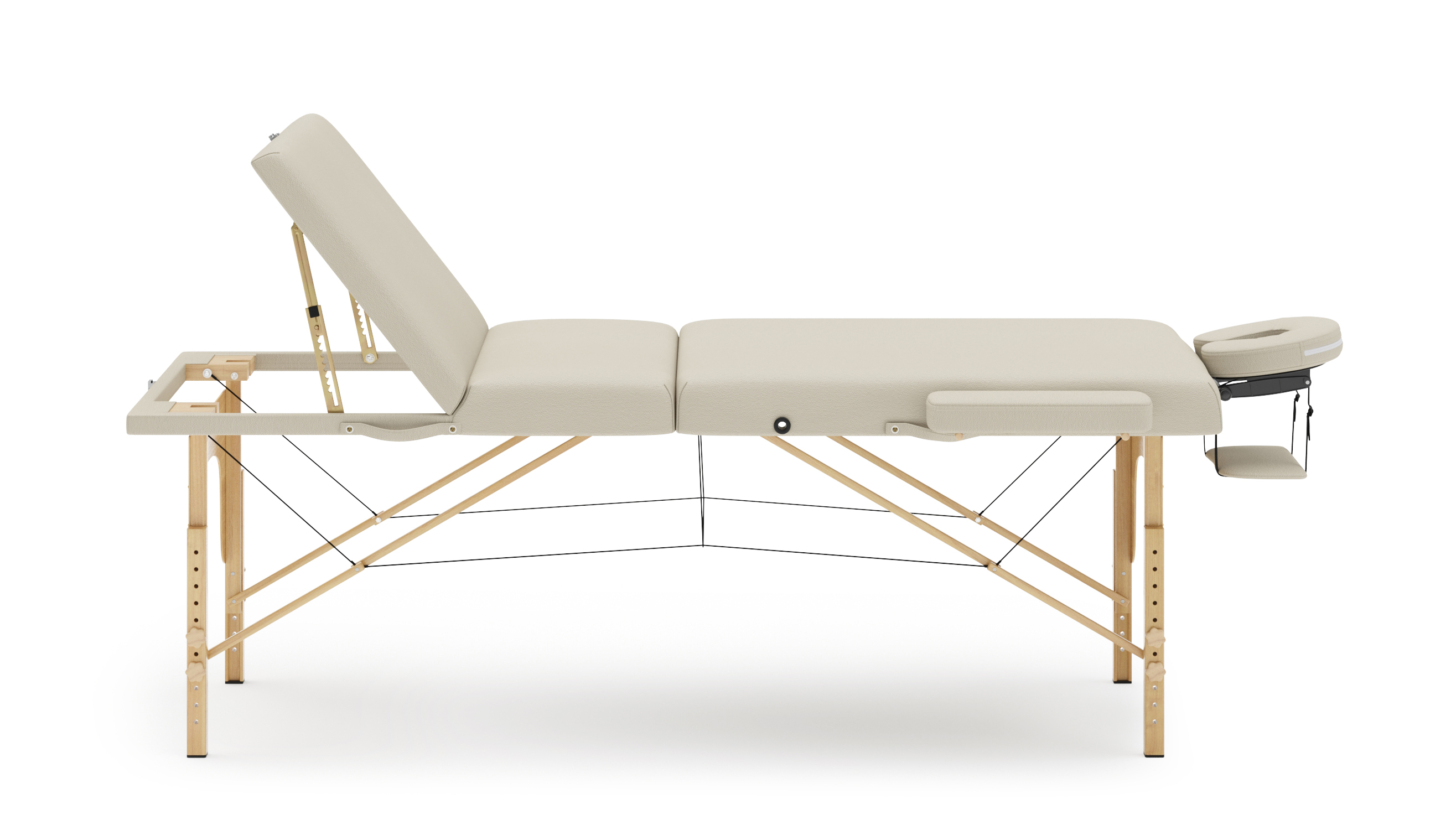 Massageliege 3-Zonen mit Lagerungsrollen beige