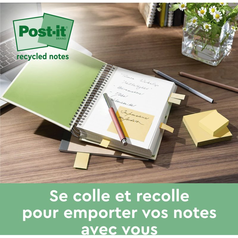 Z-notes repositionnables recyclées couleur nature Post-it 76 x 76 mm - bloc de 100 feuilles