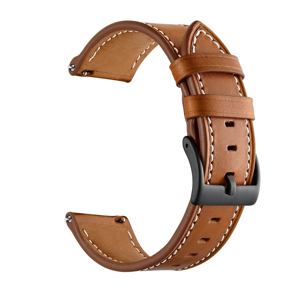(Gr. M) Garmin Venu / Garmin Venu Sq / Garmin Venu Sq Music Echtleder Ersatz Armband mit Dornschliesse (Gelenkumfang 160-220 mm) - Braun