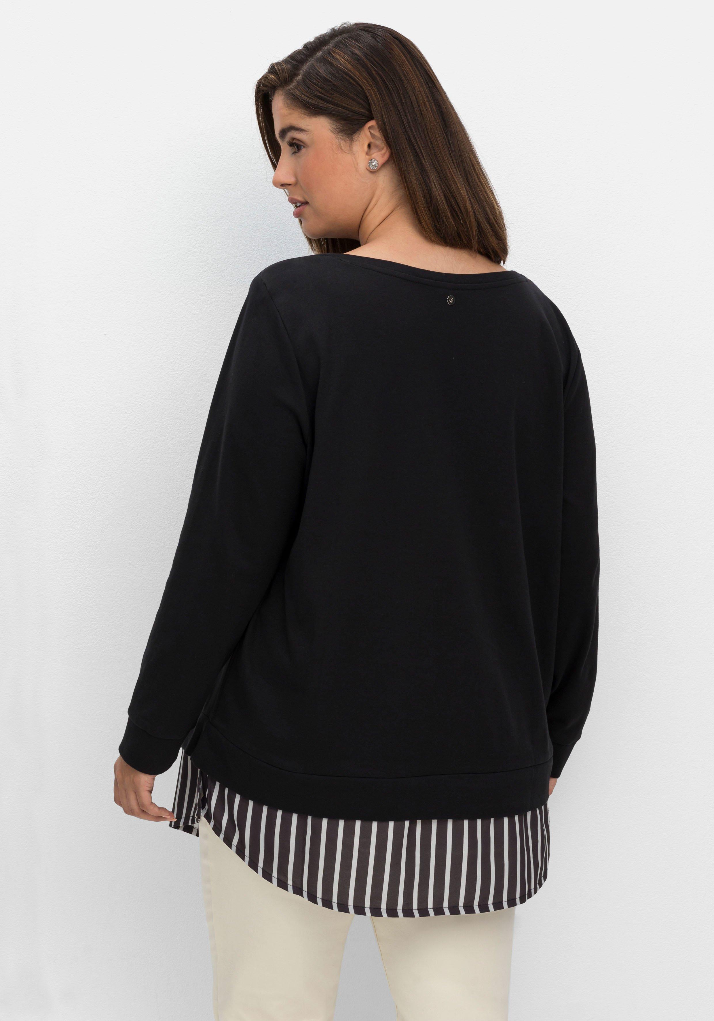 2-in-1-Langarmshirt mit Ansatz aus Blusenstoff