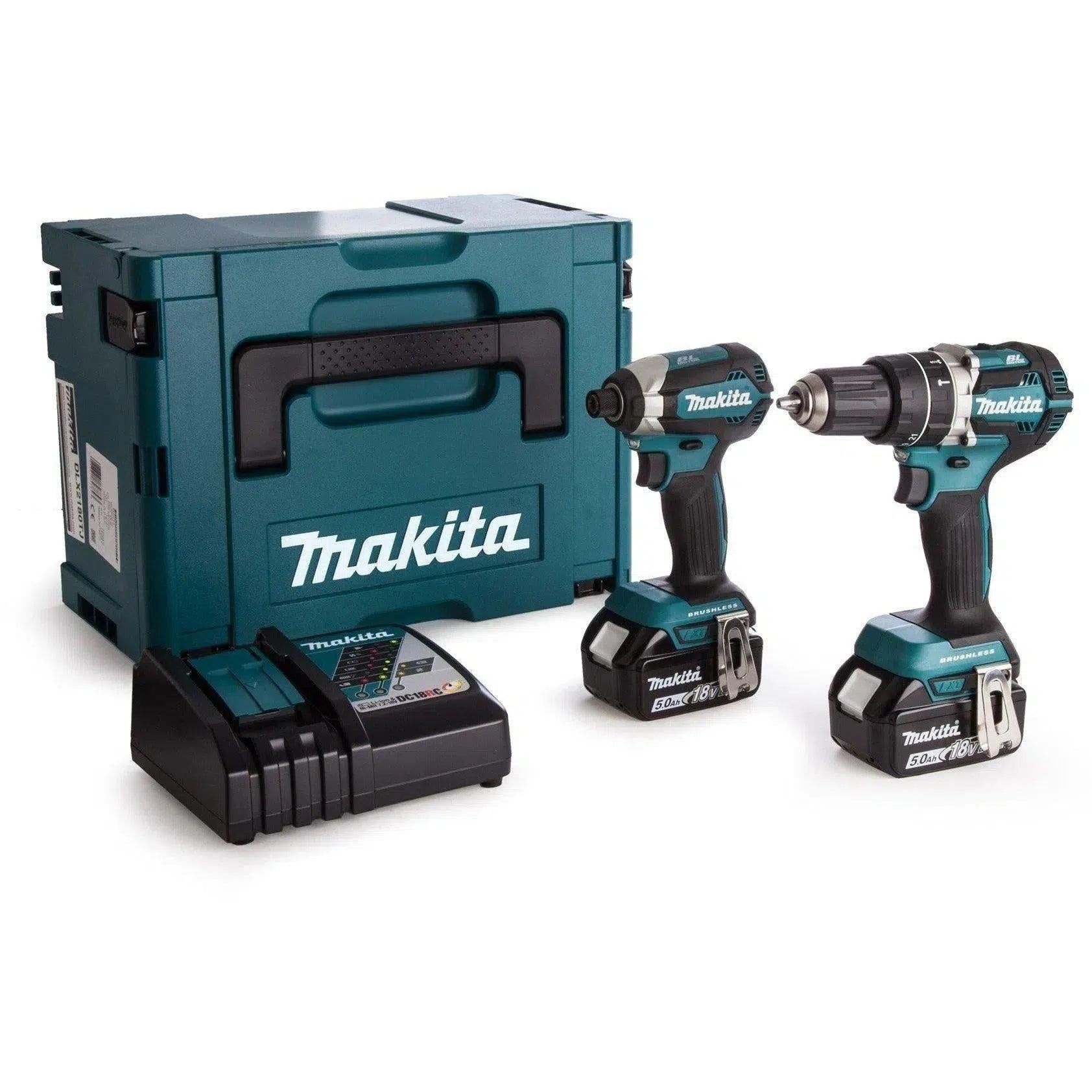 Makita DLX2180TJ Accu combiset 2-delig (DHP484   DTD153) 18V 5.0Ah in Mbox