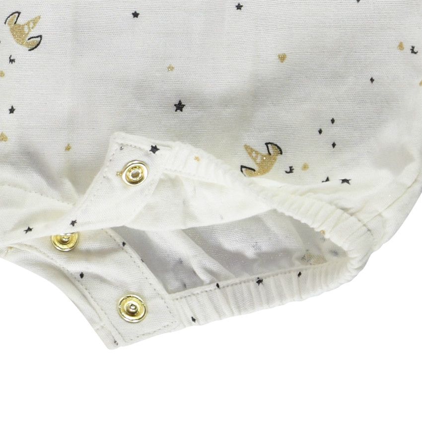 Combinaison courte imprimé licornes pour bébé fille - Ecru