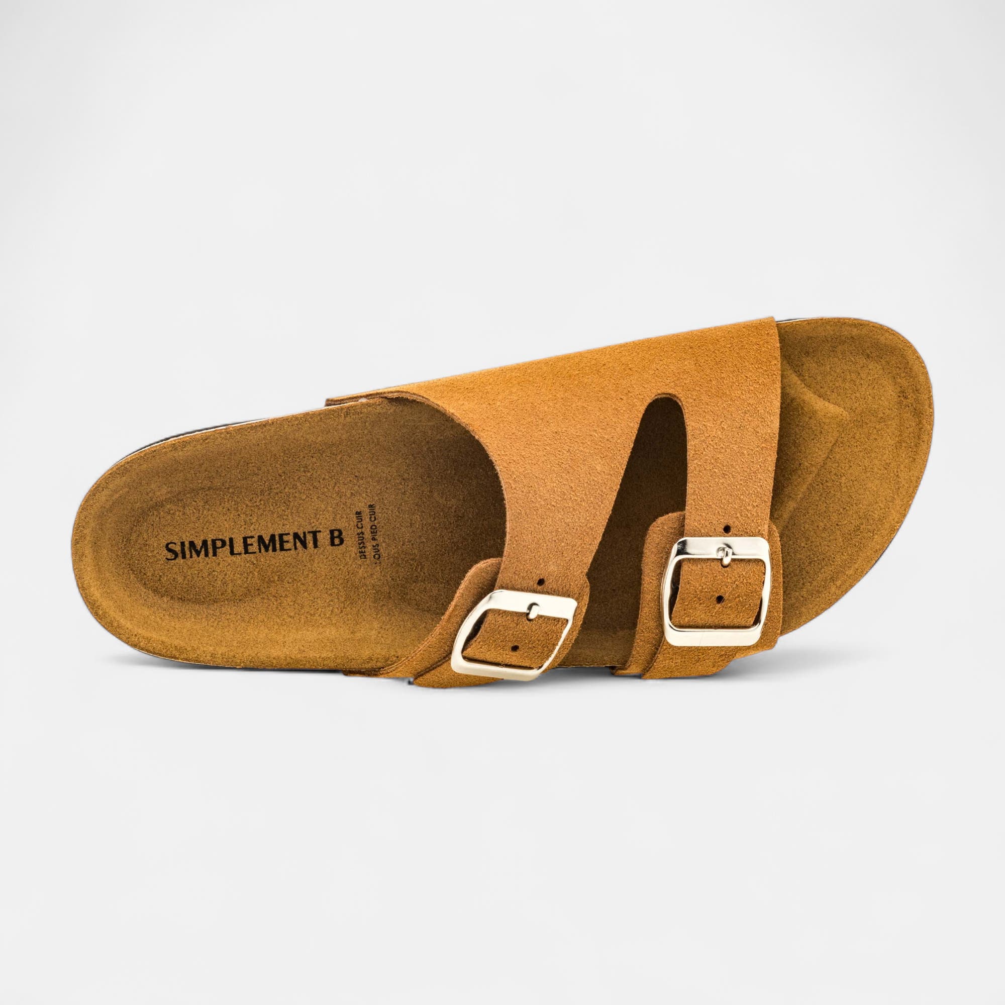 Mules semelle liège Femme en cuir camel