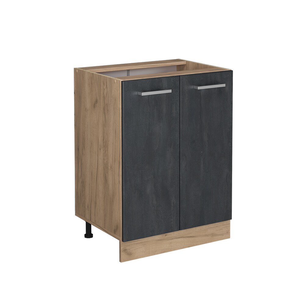 Vicco Unterschrank R-Line Schwarz Beton Eiche 60 cm mit Arbeitsplatte Anthrazit