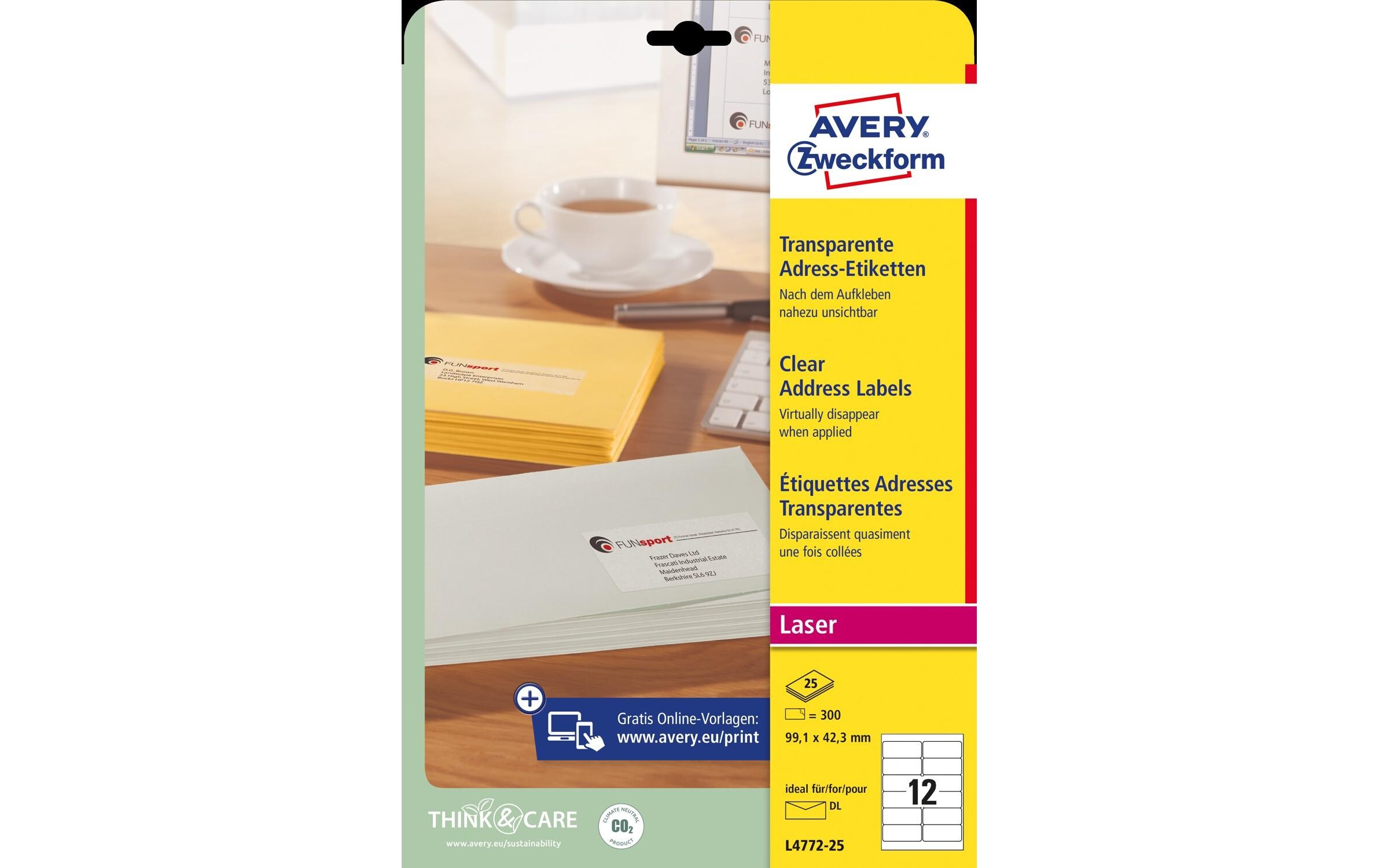 Versand-Etiketten L4772 99.1 x 42.3 mmSelbstklebende Adress-Etiketten für Laserdrucker