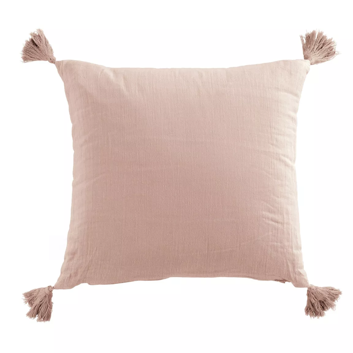Coussin carré gaze de coton (40 x 40 cm) Gaïa Rose poudré