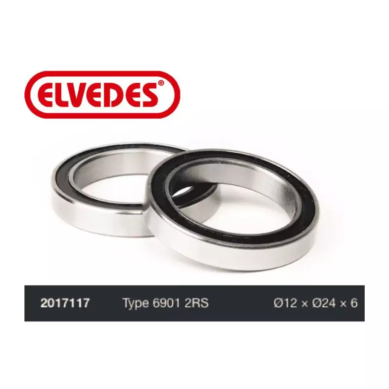 ELVEDES Roulement Type 6901 2RS diamètre 12 x diamètre 24 x 6