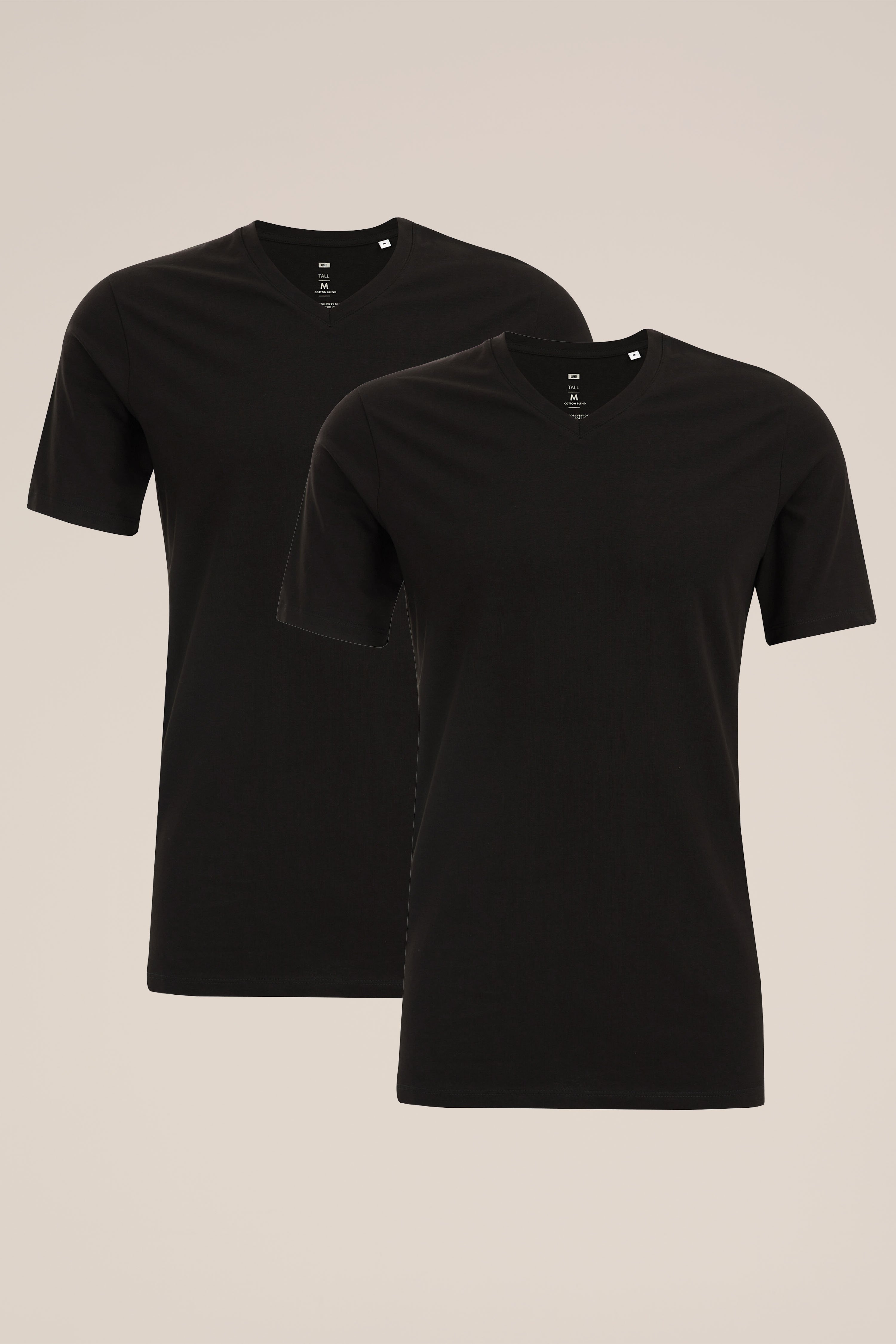 tall fit T-shirt, 2-pack WE Fashion Zwart