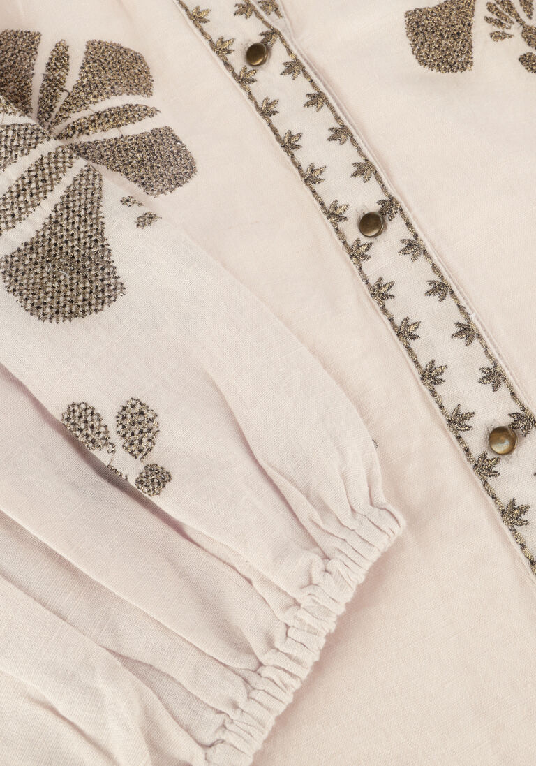 beige summum blouses longsleeve top linen heavy embroidery