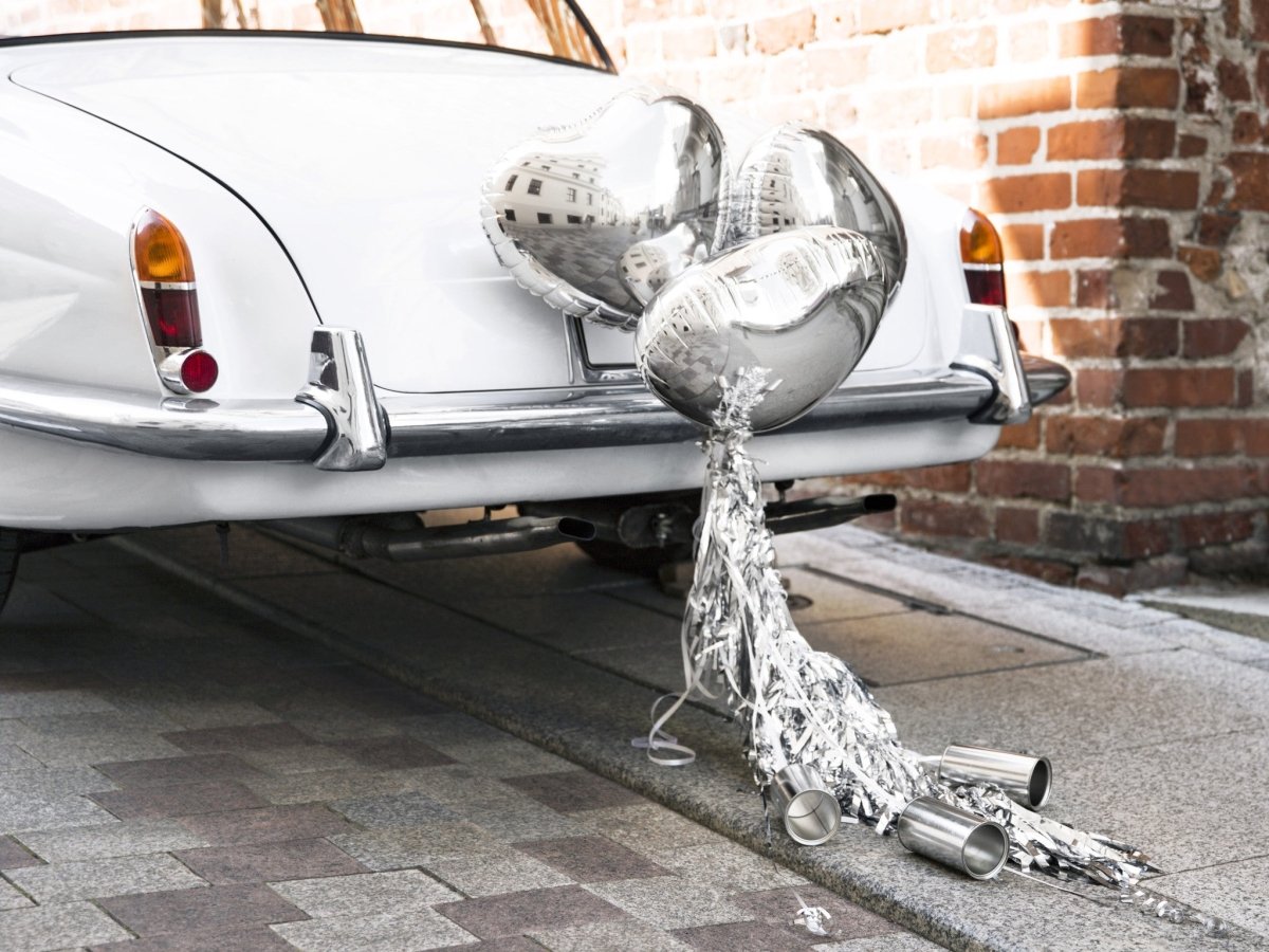 Auto Decoratie Set Bruiloft Hartjes Zilver