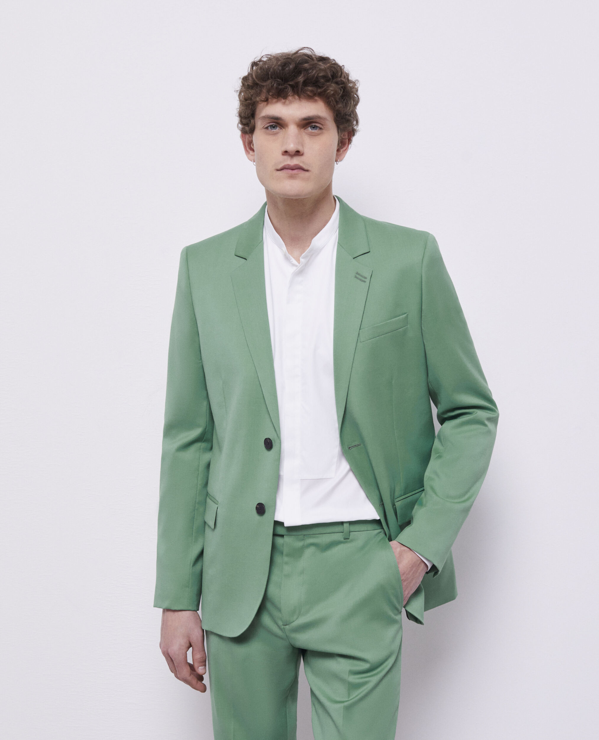 Veste de costume verte en laine