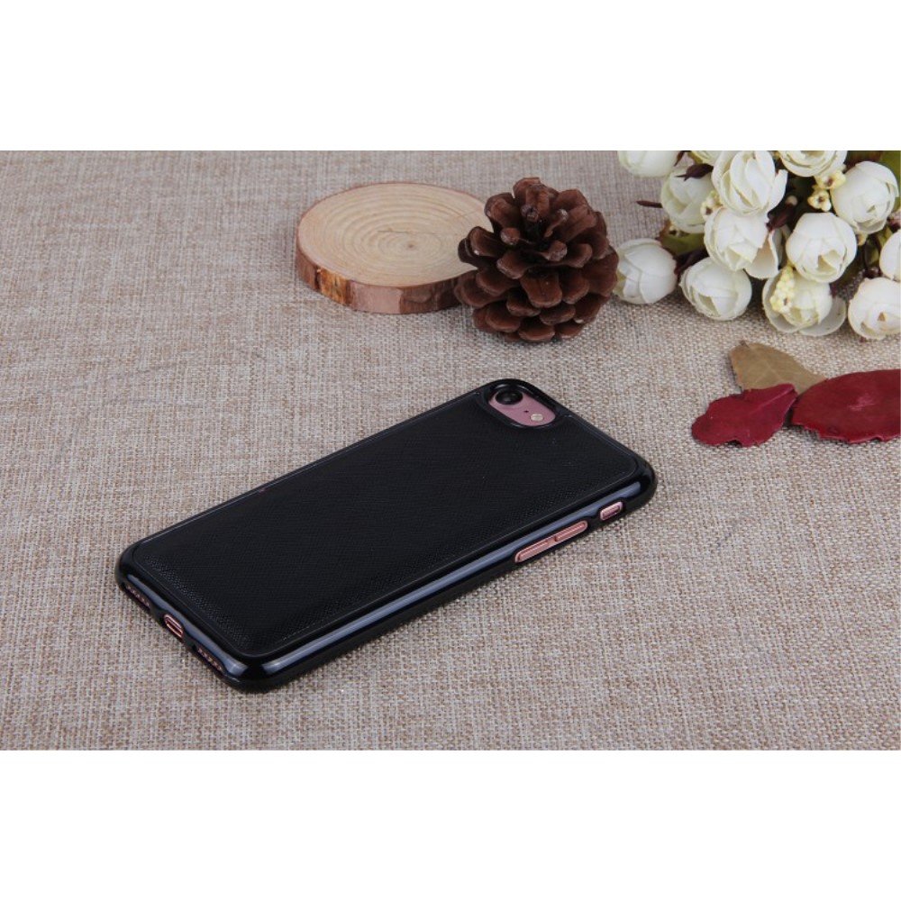 iPhone SE (2022/2020) / 8 / 7 Leder Tasche mit Kartenfächer   Magnetische Schutzhülle - Schwarz