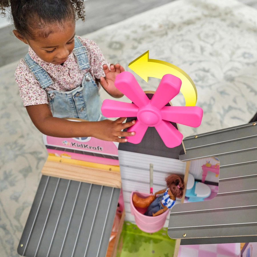 KidKraft® 2-in1-Puppenhaus mit Windrad-Aufzug und Scheune