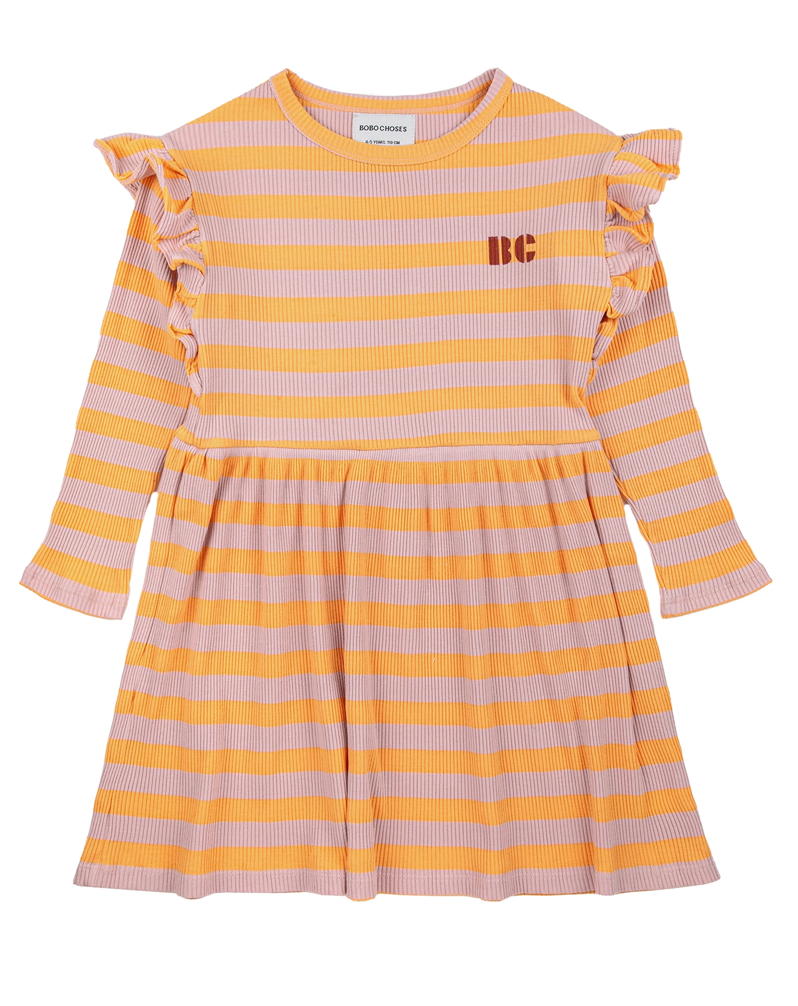 Langarm-Kleid HORIZONTAL STRIPES in gelb