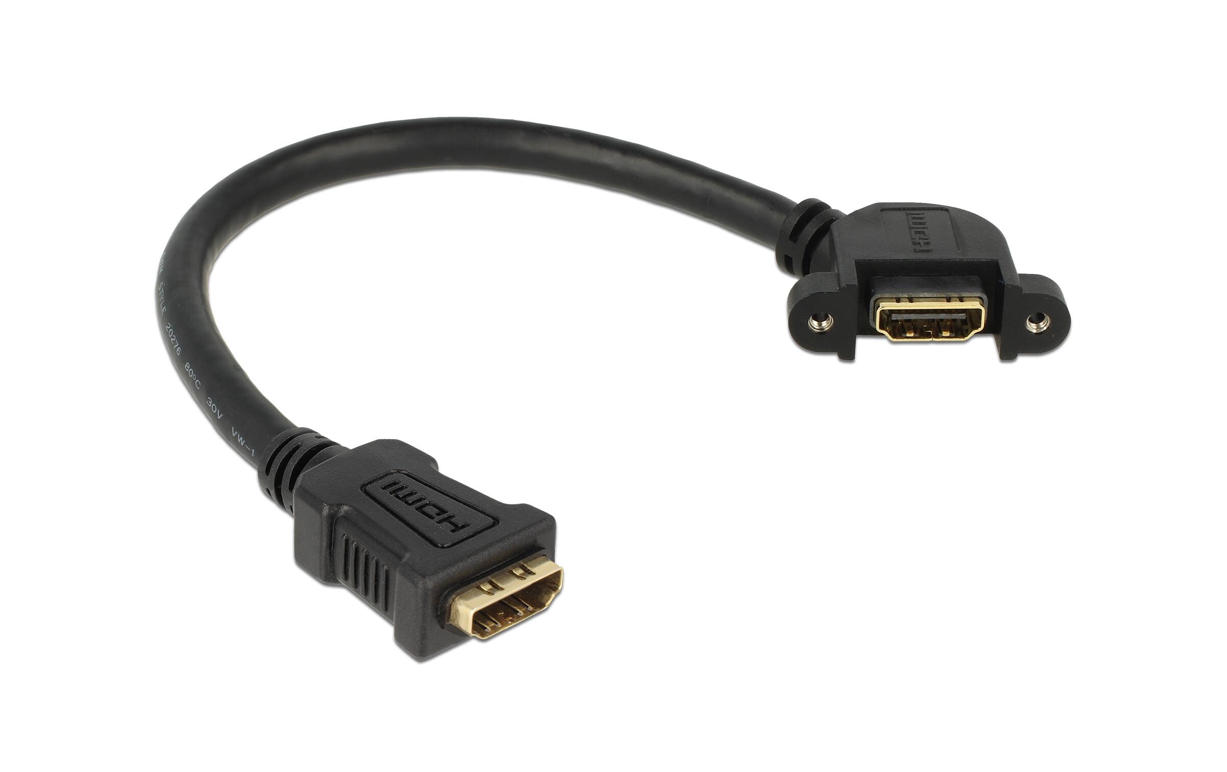 Verlängerungskabel zum Einbau HDMI - HDMI, 0.25 mDelock Kabel HDMI A Buchse > HDMI A Buchse zum Einbau 110° gewinkelt 25 cm