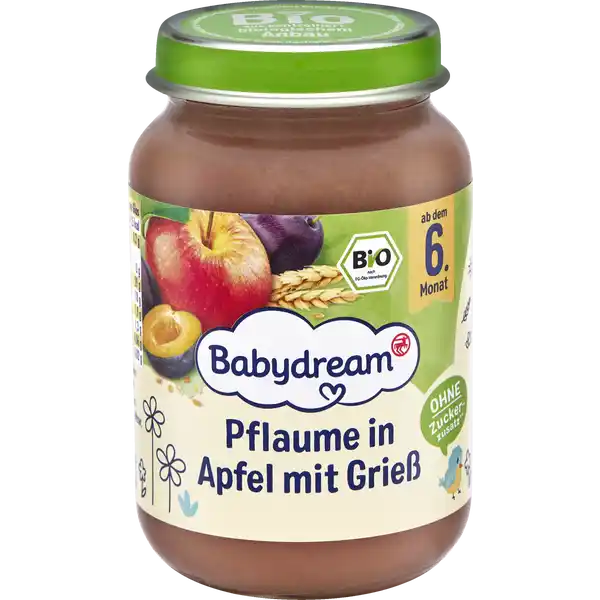 Bio Pflaume in Apfel mit Grieß