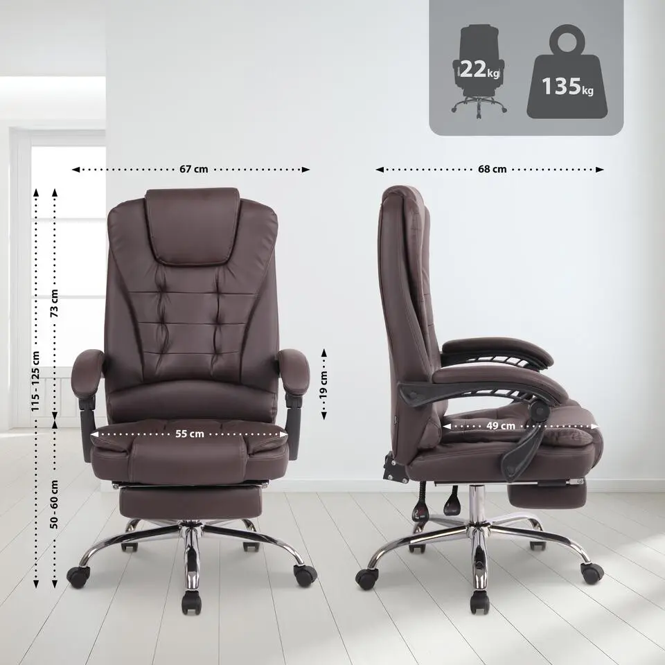 CLP Bureaustoel Oxygen chroom Frame - Kunstleer - bruin