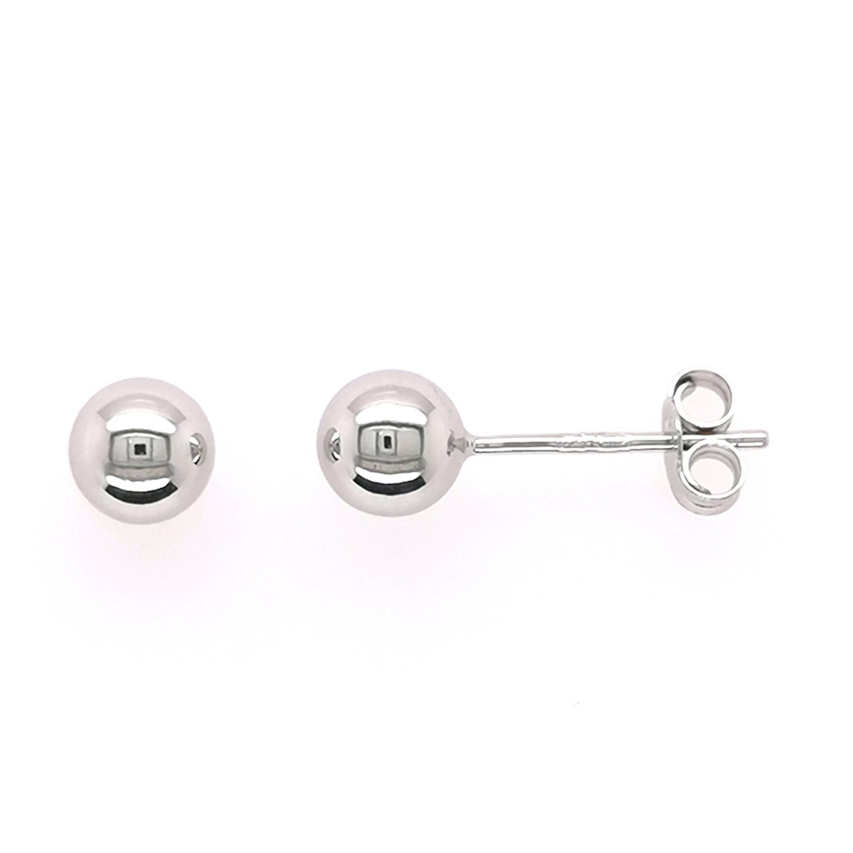 Boucles d'oreilles Boule 5 mm or blanc 18 carats