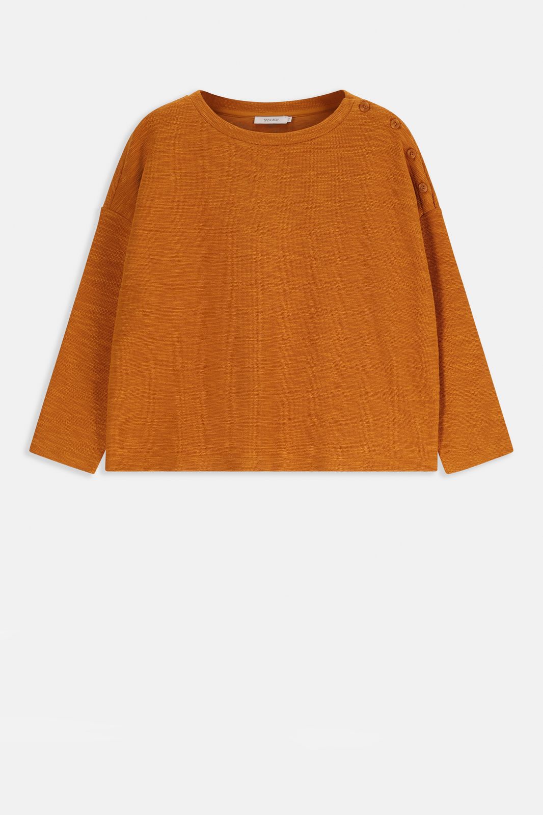 Okergeel T-shirt met knoopdetail