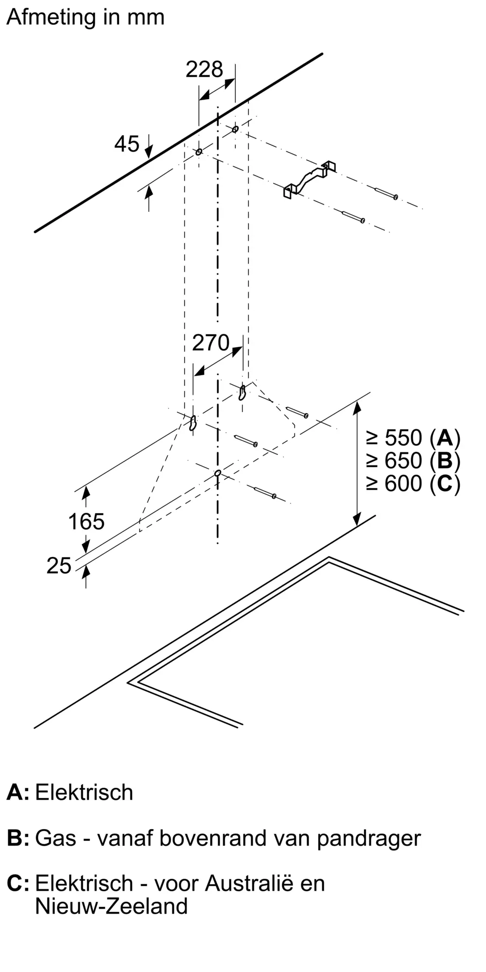 Serie 2 Wandschouwkap 90 cm Roestvrij staal