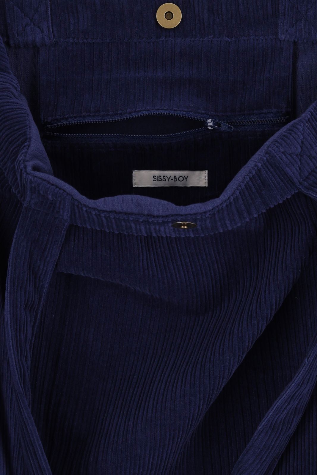 Blauwe corduroy shopper