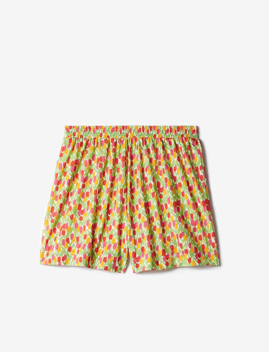 Short de pyjama - fleur tulipe vert menthol