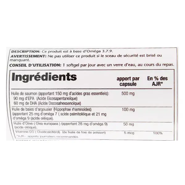 Solaray Super Oméga 3-7-9 + Vitamine D 60 gélules