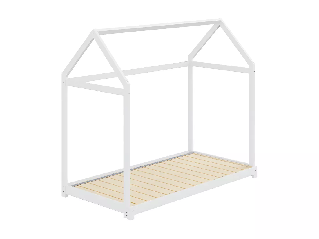 Lit cabane extensible - 90(180) x 190 cm - canapé-lit avec sommier à lattes - Blanc