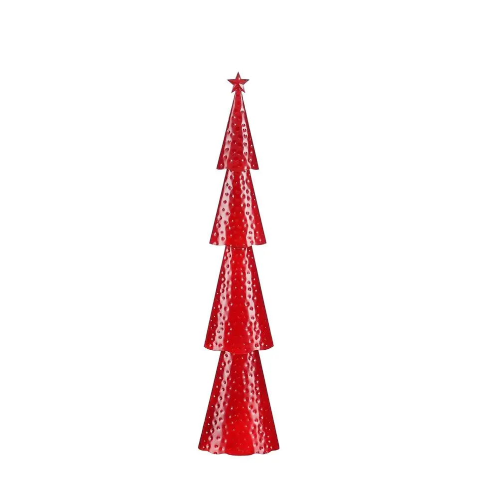 Mica Decorations Decoratie Kerstboom - L15 x B8 x H68 cm - IJzer - Rood