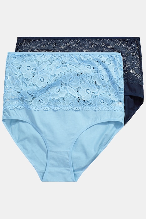 Maxislips, 2er-Pack, High Waist, Spitzenbund